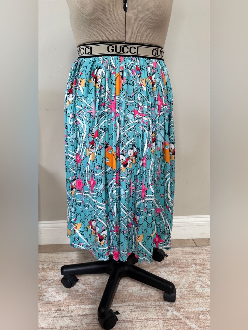 Disney Donald Duck Maxi Skirt with repeating cartoon characters, size S-M